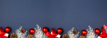 Merry Christmas and Happy New Year greeting card, frame, and banner. Holidays design. Noel and Feliz...