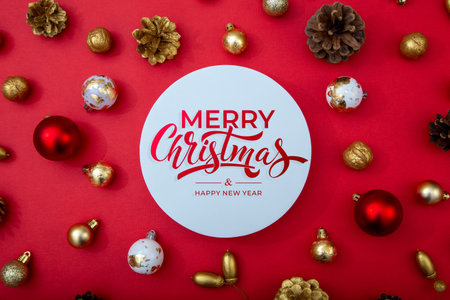Merry Christmas and Happy New Year greeting card, frame, and banner. Holidays design. Noel and Feliz...