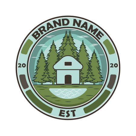 Vintage summer outdoor, camping logo, adventure logo, recreation labelsのイラスト素材