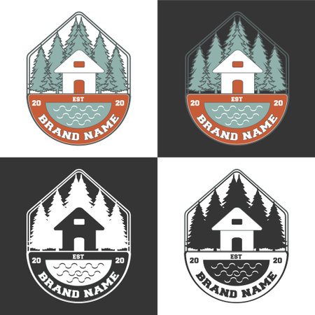 Vintage summer outdoor, camping logo, adventure logo, recreation labelsのイラスト素材