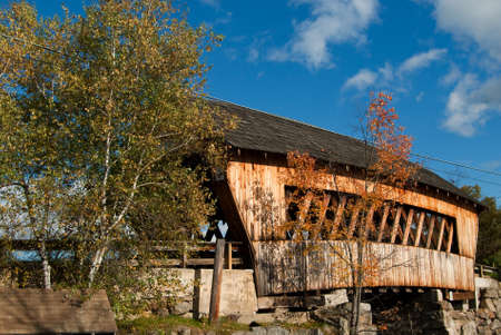 Lattice truss construction of Squam River covered bridge in New Hampshire.