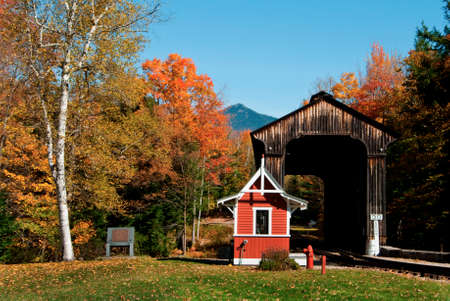 Clark's covered bridge in White Mountains of New Hampshire.の写真素材