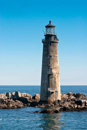 Graves Lighthouse, of stone construction, in Boston harborの写真素材
