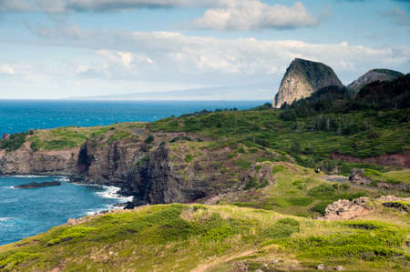 Unique geological rock formations along the coastal shores of Kahakula in Mauiの写真素材