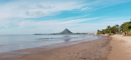Piuma Beach Brazil Photo taken from PiÃºma beach, in the state of Espirito Santo, Brazil. In the background is Monte AghÃ¡, a tourist spot in the city.の写真素材