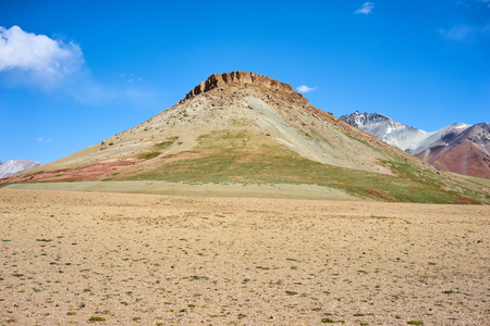 Colored mountains in Kichik-Alai valley in Kyrgyzstanの写真素材