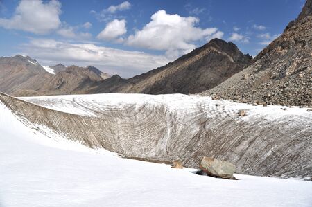 crack in the mountain glacierの写真素材