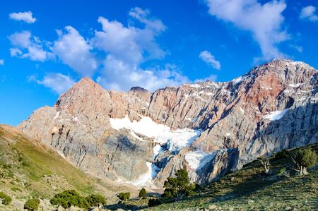 rocky mountain gorge on the background of the skyの写真素材