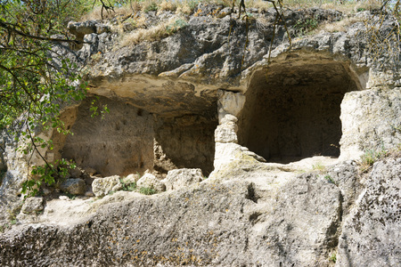 Ancient city of Chufut-kale near Bakhchisaray Crimeaの写真素材