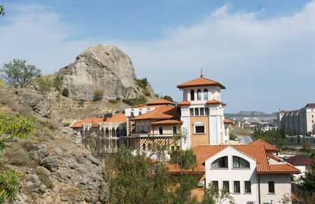 View of the city of Sudak, Crimeaの写真素材