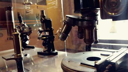 Microscope from old school of medicine in mexico cityの写真素材