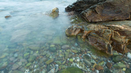seascape cliff long exposureの写真素材