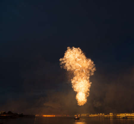 night city fireworksの写真素材