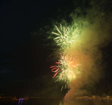 night city fireworksの写真素材