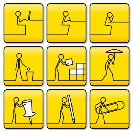 Signs-symbols of little men from very simple lines; Set A; Strokes are not converted in Outlines; You can change a thickness of lines のイラスト素材