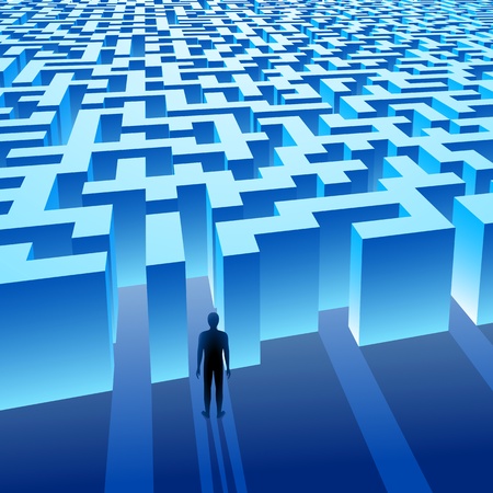 The man is going to come into the maze-labyrinth のイラスト素材