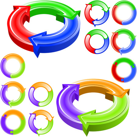 Symbols from rotating colour arrows for schemes and inscriptions 3-in-1のイラスト素材