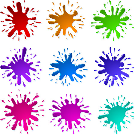 Multicolored blots and splashes of a paint and ink; Set B; Eps10; 
Each Paint Splash is the only and unique.のイラスト素材