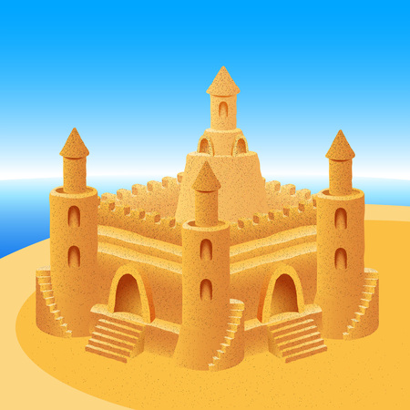 Sand castle on a sea summer beach; Eps8のイラスト素材