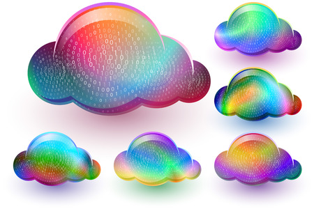 Cloud computing technology with binary code dataのイラスト素材