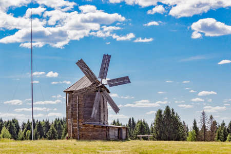 Old wooden windmill in the village Ludorvay. Udmurtia. Russiaの写真素材