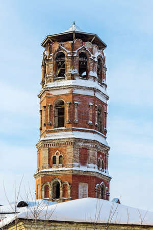 The old bell tower of red brick in Slobodskoyの写真素材