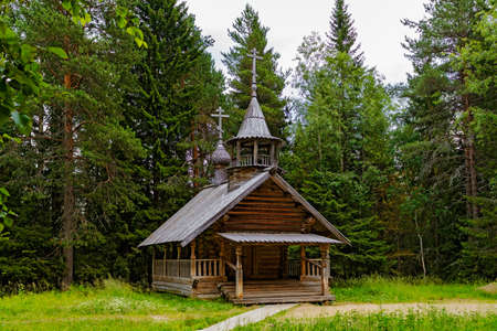 Old wooden chapel in the reserve Malye Korelyの写真素材