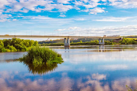 Kirov Bridge over Vyatka River in summer. Russia