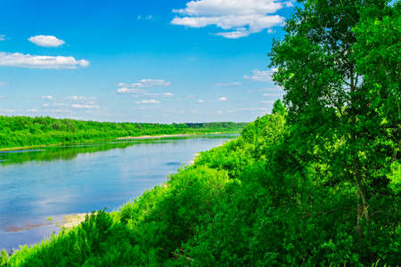 view from a height of the Vyatka river on a summer day