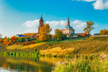 russian village in the autumnの写真素材