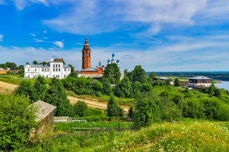 view of the small russian town on a summer dayの写真素材