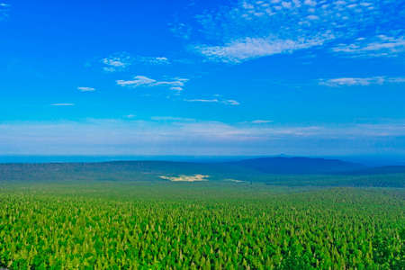 view from the high mountains to the taigaの写真素材
