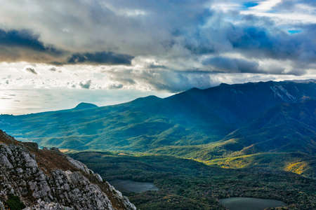 Landscape with mountains and forests of Crimea on an autumn day