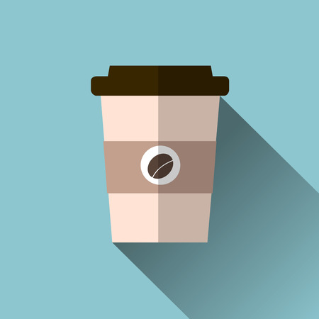 Coffee cup vector illustration. icon isolated on background. design with long shadow.のイラスト素材