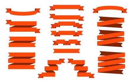 Red Web Ribbons Set isolated on white background, Vector Illustrationのイラスト素材