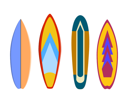 Vector modern colorful surfboard set on white backgroundのイラスト素材