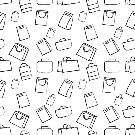 Hand drawn doodle sketch illustration seamless pattern of bags case, handbag, Clutch. Flat design Vector Illustrationのイラスト素材