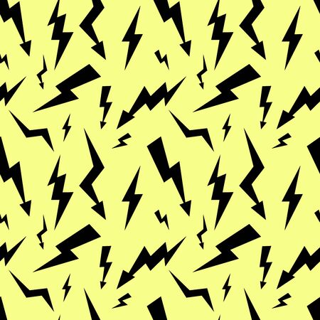 seamless high voltage pattern on yellow background. lightning Flat design Vector Illustrationの写真素材
