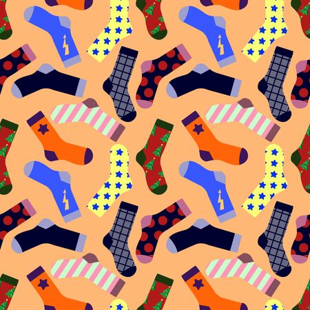 Seamless pattern with Socks isolated on background. Flat design Vector Illustration Eps10のイラスト素材