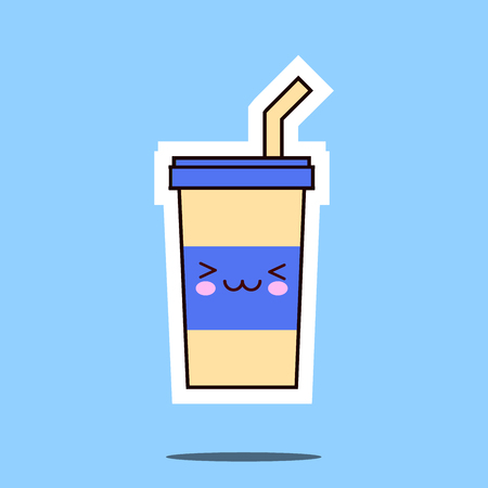 Kawaii soda cup character cartoon emoticon face icon. Flat design  Illustrationの写真素材