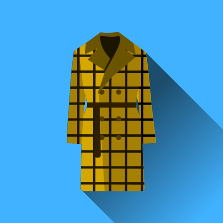 Icon fashion clothes long coat with long shadow isolated on blue background Flat design Vector Illustration EPSのイラスト素材