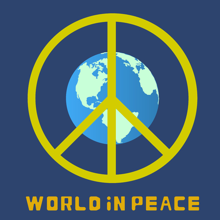 World in peace A globe with a peace sign on it.  Illustrationの写真素材