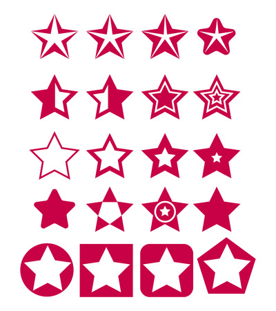Set of Red Star Icons. illustration on white backgroundの写真素材