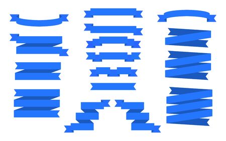 Set of blue ribbons. Illustration banners. on white backgroundの写真素材