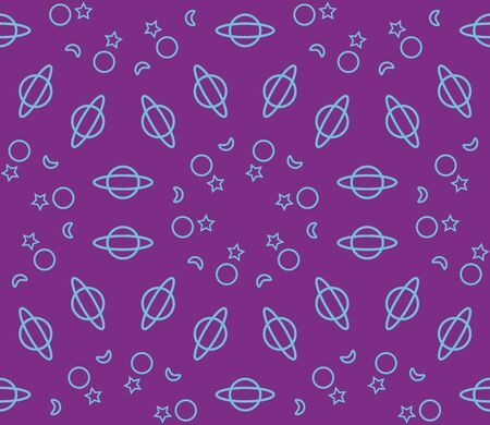Pattern with drawn space objects stars, planets, moon  illustrationの写真素材