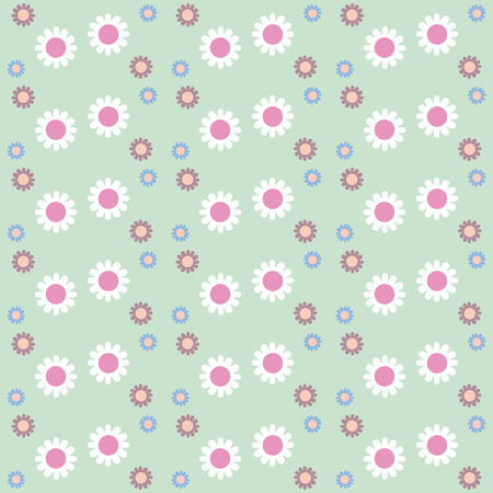 Seamless flowers pattern. Floral green background illustrationの写真素材