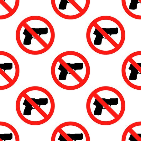 no weapon sign seamless pattern on white background. Stop hunting,prohibit sign . Flat design Vector Illustration EPSの写真素材