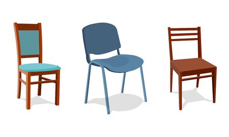 Illustration set of different chairs for home and office. object realistic design . Isolated on white background. 3d Vector illustration eps10の写真素材