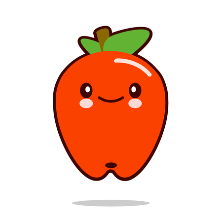 Apple fruit cartoon character icon kawaii Flat design Illustrationの写真素材