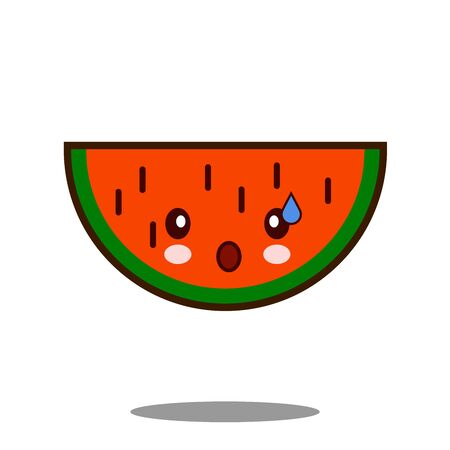 Water melon fruit cartoon character icon kawaii Flat design Illustrationの写真素材
